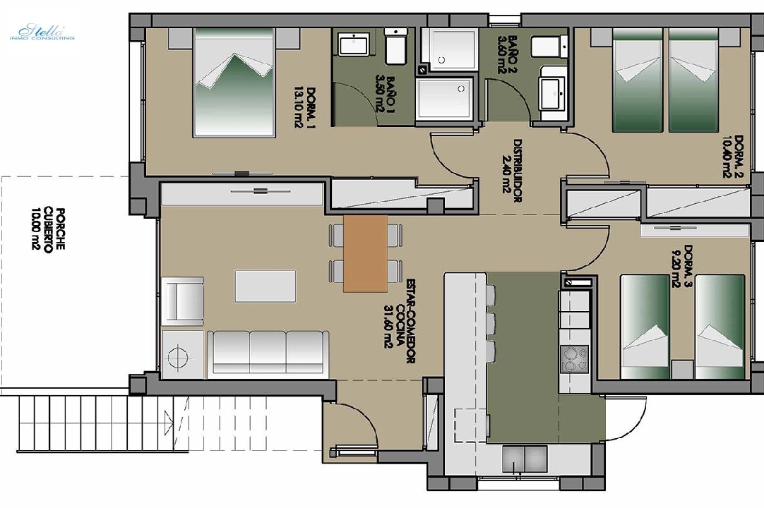 квартира на первом этаже in San Miguel de Salinas на продажу, жилая площадь 92 м², состояние Совершенно Новый, 3 спальни, 2 ванная, pool, ref.: HA-SMN-205-A01-2