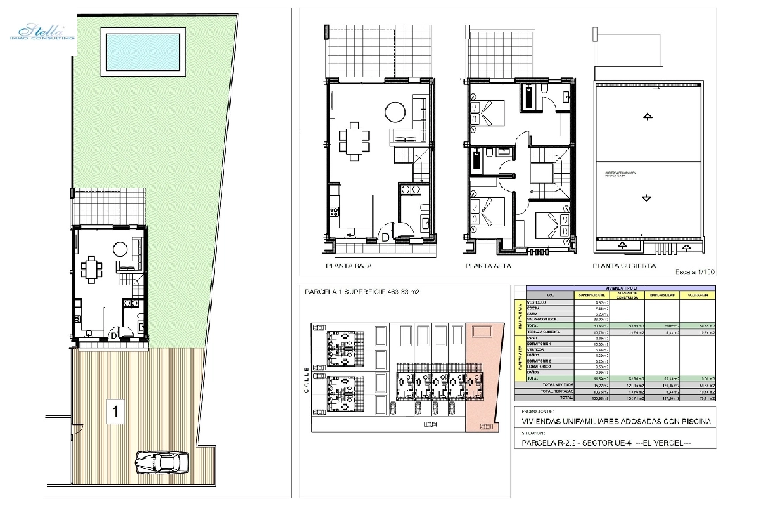 террасный дом in El Vergel на продажу, жилая площадь 118 м², год постройки 2022, состояние Совершенно Новый, поверхности суши 201 м², 3 спальни, 2 ванная, pool, ref.: TM-0121-GC-4