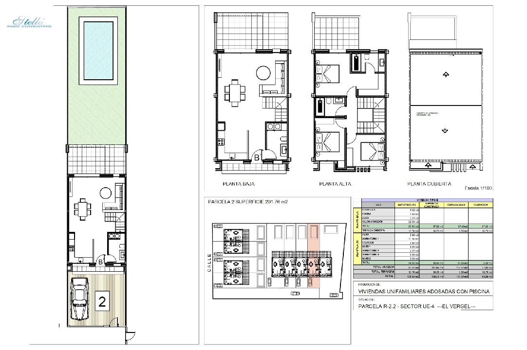 террасный дом in El Vergel на продажу, жилая площадь 118 м², год постройки 2022, состояние Совершенно Новый, поверхности суши 201 м², 3 спальни, 2 ванная, pool, ref.: TM-0121-GC-5