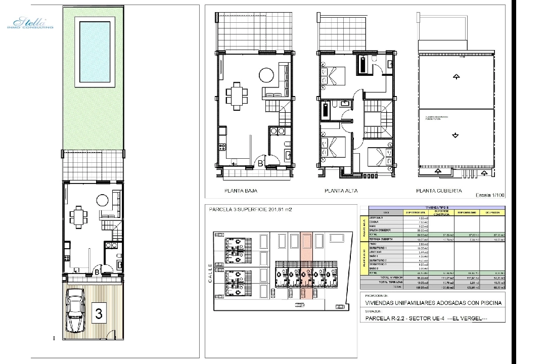 террасный дом in El Vergel на продажу, жилая площадь 118 м², год постройки 2022, состояние Совершенно Новый, поверхности суши 201 м², 3 спальни, 2 ванная, pool, ref.: TM-0121-GC-6
