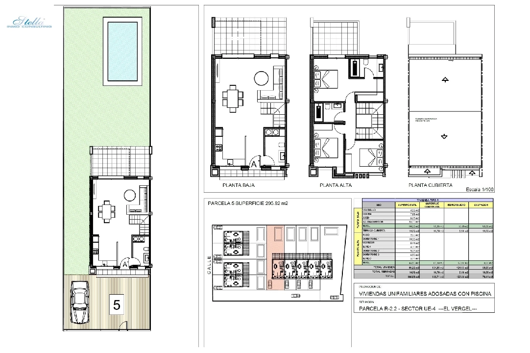 террасный дом in El Vergel на продажу, жилая площадь 118 м², год постройки 2022, состояние Совершенно Новый, поверхности суши 201 м², 3 спальни, 2 ванная, pool, ref.: TM-0121-GC-8