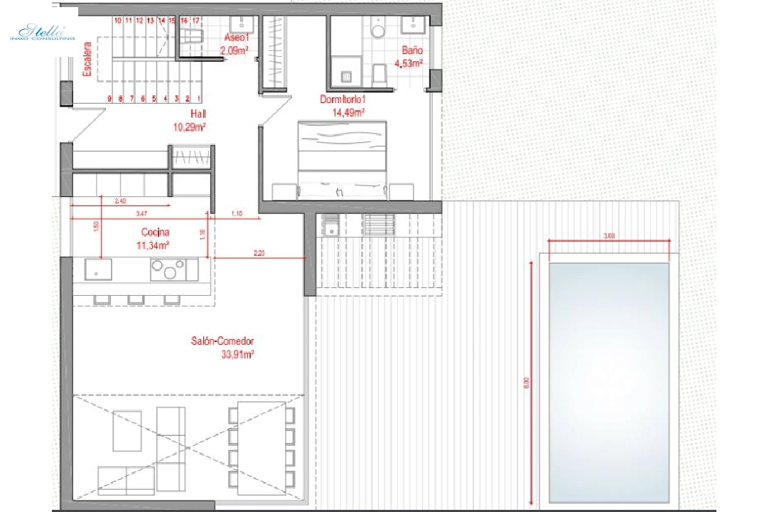 вилла in Polop(Lomas del Sol) на продажу, aircondition, поверхности суши 600 м², 3 спальни, 2 ванная, pool, ref.: BP-3435POL-3