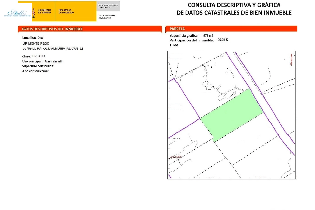 участок под строительство жилья in Rafol de Almunia на продажу, поверхности суши 1558 м², ref.: GC-1522-2
