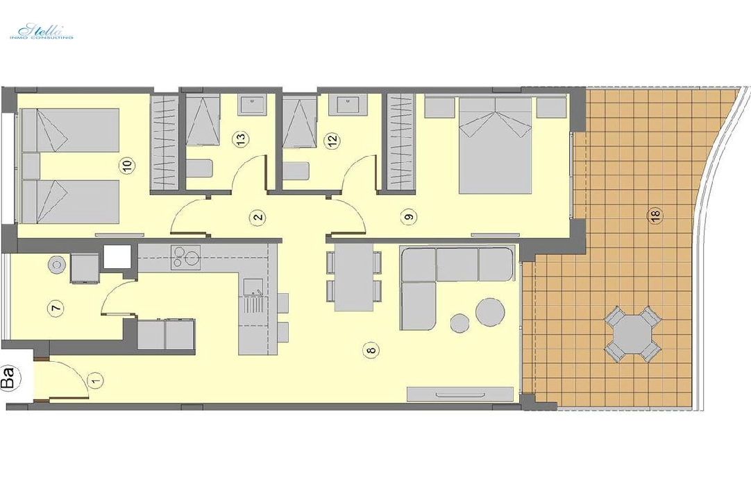 квартира на верхнем этаже in Sa Coma на продажу, жилая площадь 97 м², состояние Совершенно Новый, + fussboden, aircondition, 2 спальни, 2 ванная, pool, ref.: HA-MLN-161-A01-7