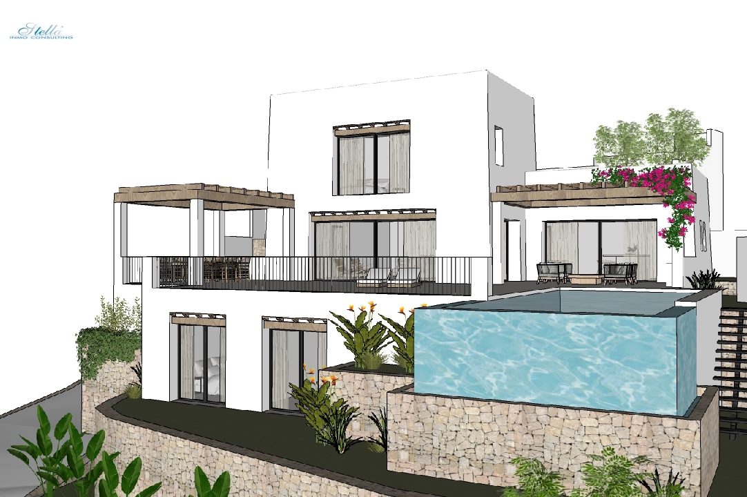 вилла in Moraira на продажу, жилая площадь 425 м², год постройки 2023, aircondition, поверхности суши 1000 м², 4 спальни, 4 ванная, pool, ref.: BI-MT.H-777-11