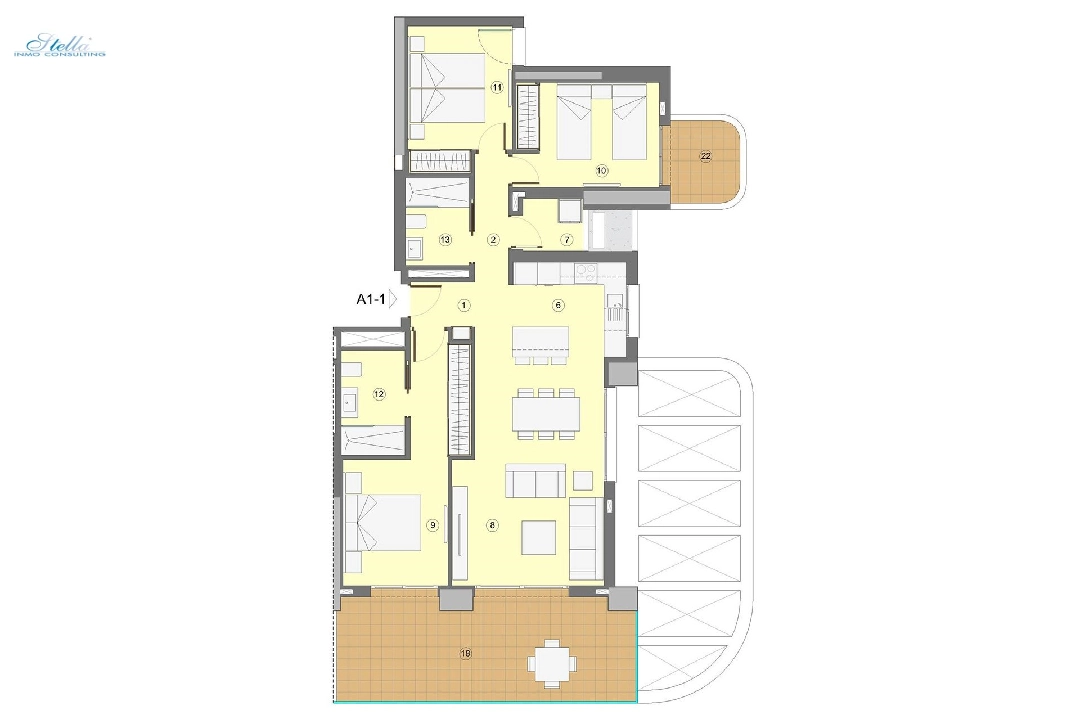 квартира на верхнем этаже in Benidorm на продажу, жилая площадь 118 м², состояние Совершенно Новый, aircondition, 3 спальни, 2 ванная, pool, ref.: HA-BEN-112-A03-10