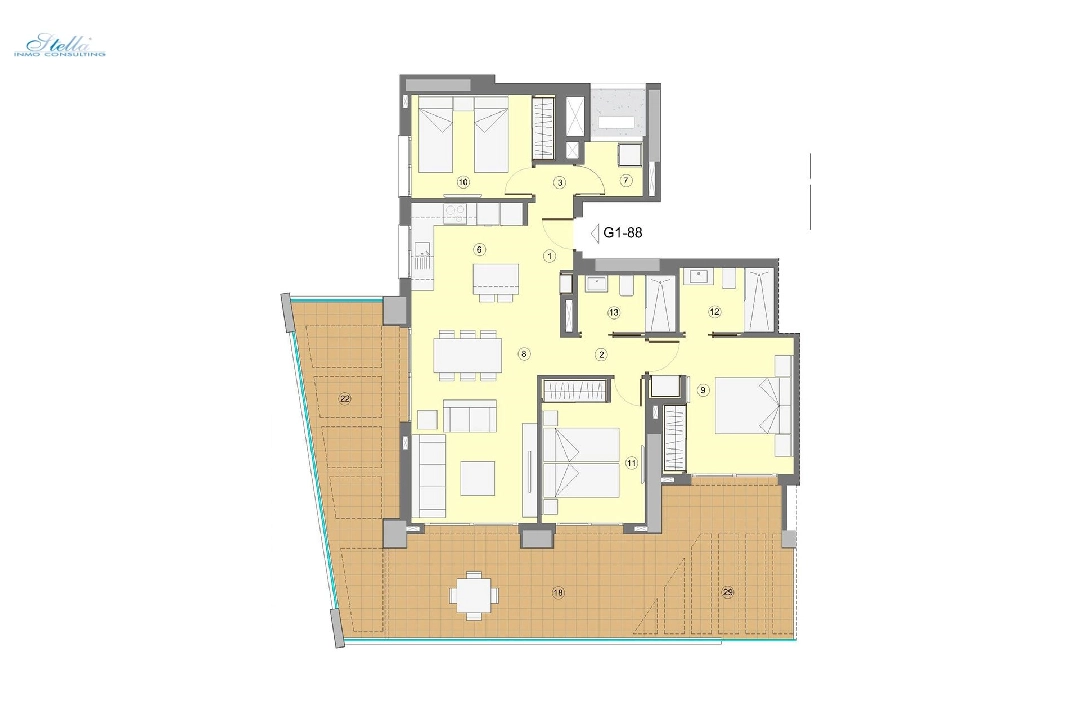 квартира на верхнем этаже in Benidorm на продажу, жилая площадь 118 м², состояние Совершенно Новый, aircondition, 3 спальни, 2 ванная, pool, ref.: HA-BEN-112-A03-11