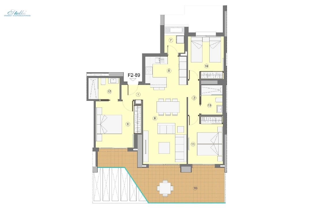 квартира на верхнем этаже in Benidorm на продажу, жилая площадь 118 м², состояние Совершенно Новый, aircondition, 3 спальни, 2 ванная, pool, ref.: HA-BEN-112-A03-7