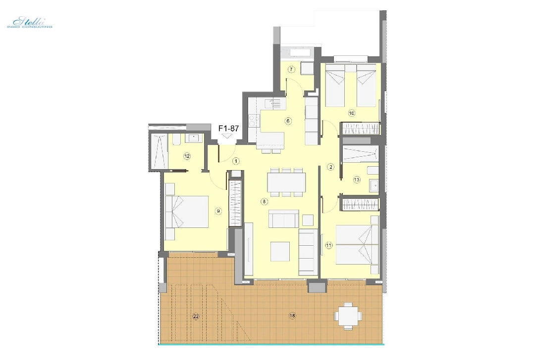 квартира на верхнем этаже in Benidorm на продажу, жилая площадь 118 м², состояние Совершенно Новый, aircondition, 3 спальни, 2 ванная, pool, ref.: HA-BEN-112-A03-8