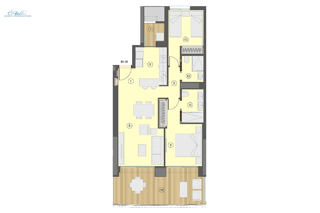 квартира на верхнем этаже in Benidorm на продажу, жилая площадь 101 м², состояние Совершенно Новый, aircondition, 2 спальни, 2 ванная, pool, ref.: HA-BEN-113-A02-17