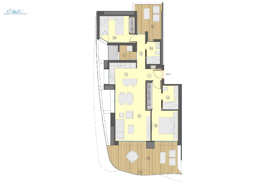 квартира на верхнем этаже in Benidorm на продажу, жилая площадь 101 м², состояние Совершенно Новый, aircondition, 2 спальни, 2 ванная, pool, ref.: HA-BEN-113-A02-18