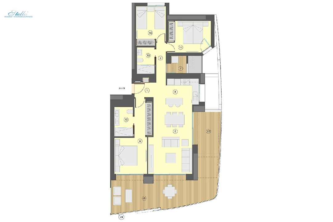 квартира на верхнем этаже in Benidorm на продажу, жилая площадь 130 м², состояние Совершенно Новый, aircondition, 3 спальни, 2 ванная, pool, ref.: HA-BEN-113-A03-16