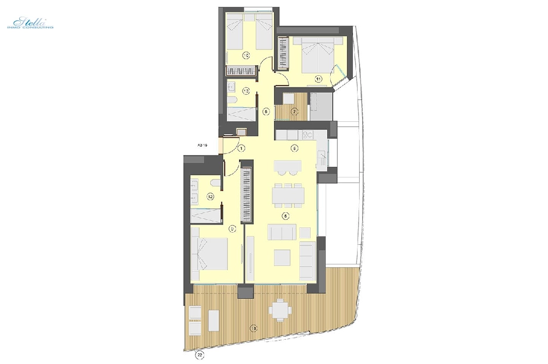 квартира на верхнем этаже in Benidorm на продажу, жилая площадь 130 м², состояние Совершенно Новый, aircondition, 3 спальни, 2 ванная, pool, ref.: HA-BEN-113-A03-17