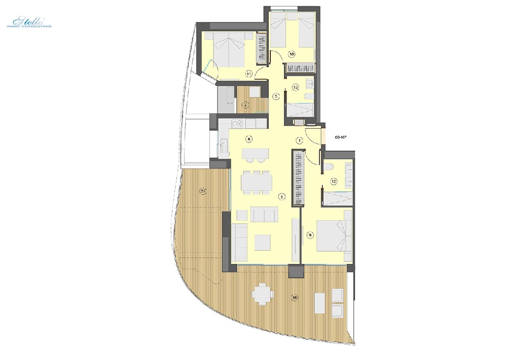 квартира на верхнем этаже in Benidorm на продажу, жилая площадь 130 м², состояние Совершенно Новый, aircondition, 3 спальни, 2 ванная, pool, ref.: HA-BEN-113-A03-21