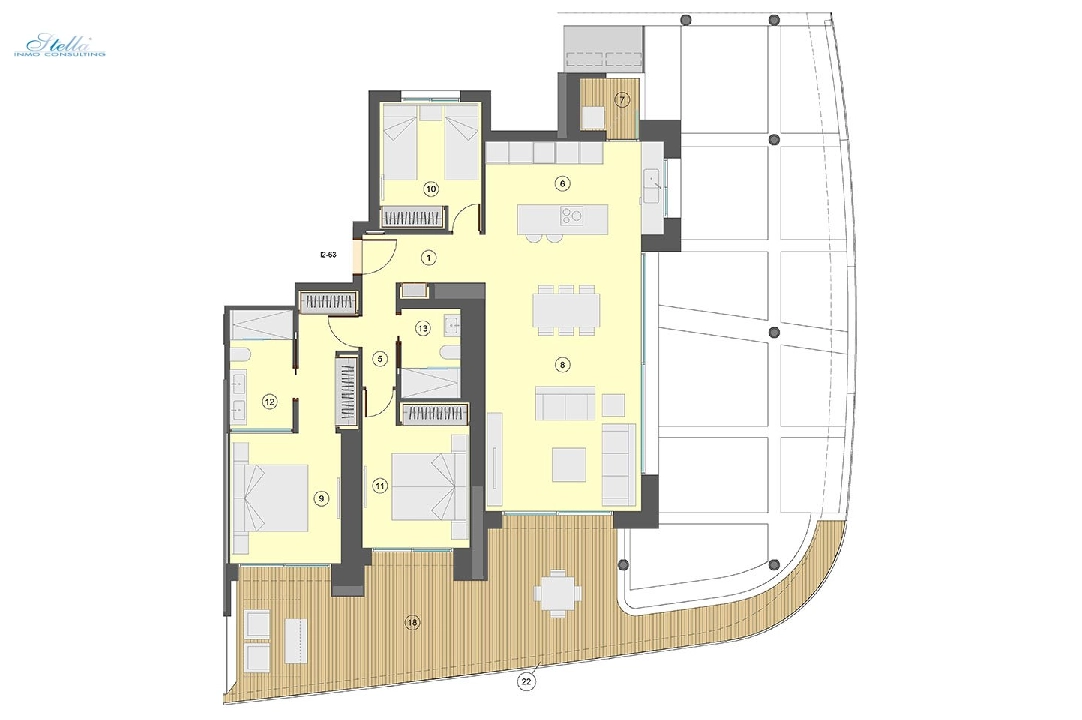 квартира на верхнем этаже in Benidorm на продажу, жилая площадь 130 м², состояние Совершенно Новый, aircondition, 3 спальни, 2 ванная, pool, ref.: HA-BEN-113-A03-23