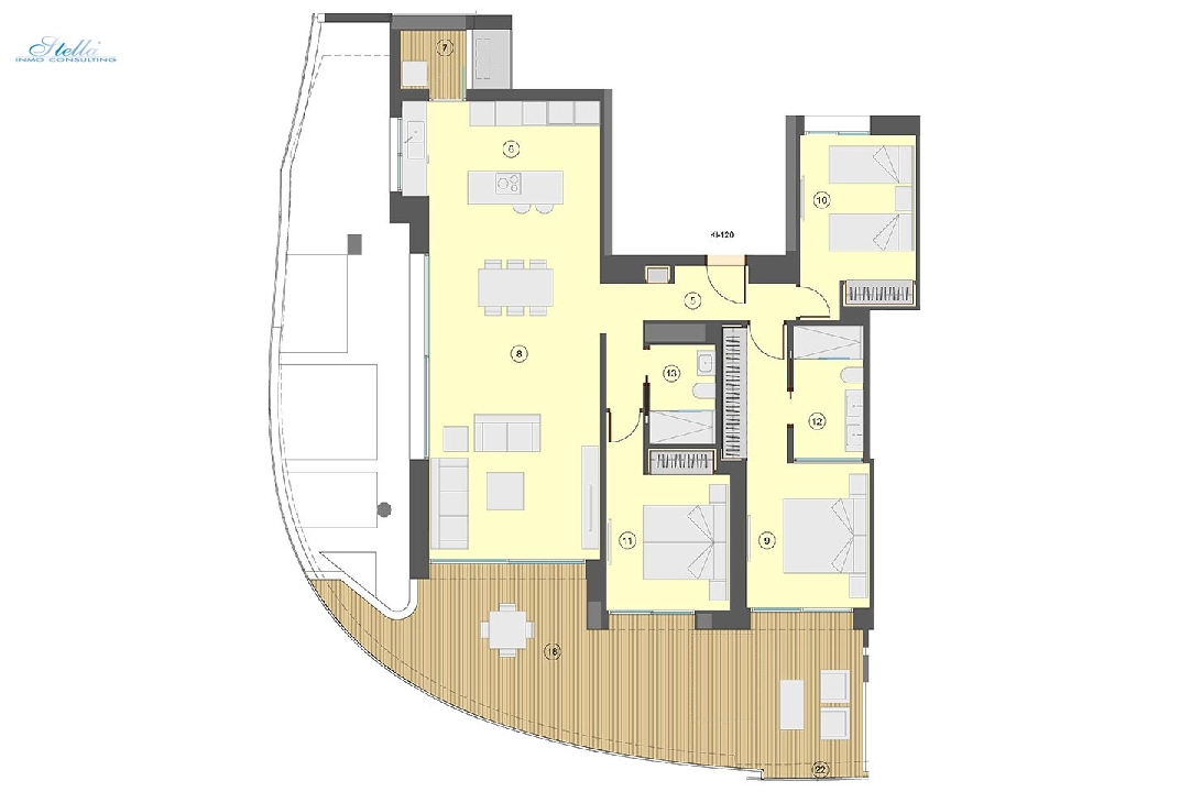 квартира на верхнем этаже in Benidorm на продажу, жилая площадь 130 м², состояние Совершенно Новый, aircondition, 3 спальни, 2 ванная, pool, ref.: HA-BEN-113-A03-26