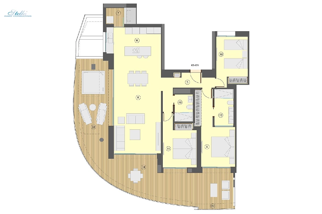 квартира на верхнем этаже in Benidorm на продажу, жилая площадь 130 м², состояние Совершенно Новый, aircondition, 3 спальни, 2 ванная, pool, ref.: HA-BEN-113-A03-27