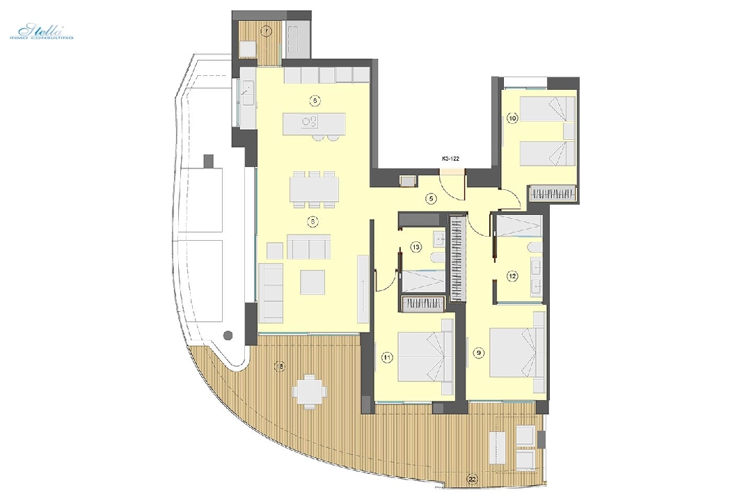 квартира на верхнем этаже in Benidorm на продажу, жилая площадь 130 м², состояние Совершенно Новый, aircondition, 3 спальни, 2 ванная, pool, ref.: HA-BEN-113-A03-28