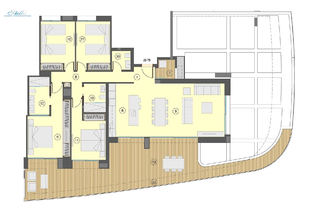 квартира на верхнем этаже in Benidorm на продажу, жилая площадь 198 м², состояние Совершенно Новый, + fussboden, aircondition, 4 спальни, 2 ванная, pool, ref.: HA-BEN-113-A04-17