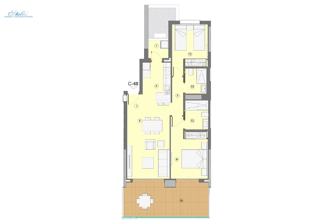 квартира на верхнем этаже in Benidorm на продажу, жилая площадь 94 м², состояние Совершенно Новый, aircondition, 2 спальни, 2 ванная, pool, ref.: HA-BEN-112-A02-10