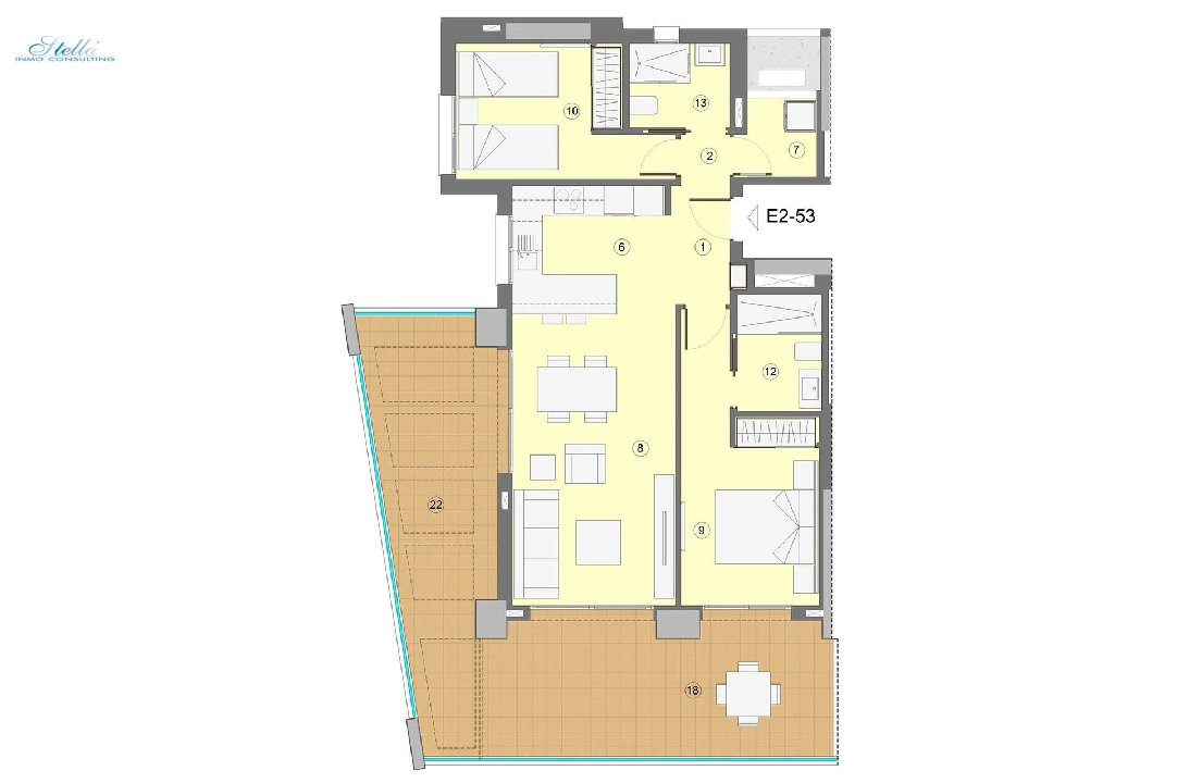 квартира на верхнем этаже in Benidorm на продажу, жилая площадь 94 м², состояние Совершенно Новый, aircondition, 2 спальни, 2 ванная, pool, ref.: HA-BEN-112-A02-12