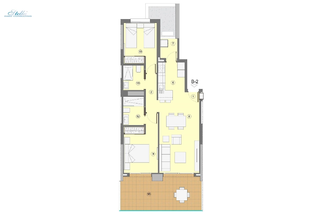 квартира на верхнем этаже in Benidorm на продажу, жилая площадь 94 м², состояние Совершенно Новый, aircondition, 2 спальни, 2 ванная, pool, ref.: HA-BEN-112-A02-9