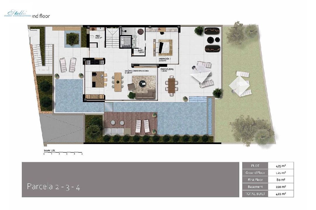 вилла in Finestrat на продажу, жилая площадь 336 м², состояние Совершенно Новый, aircondition, поверхности суши 468 м², 3 спальни, 3 ванная, pool, ref.: HA-FIN-390-E01-27