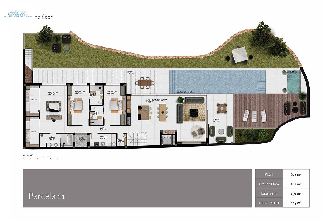 вилла in Finestrat на продажу, жилая площадь 336 м², состояние Совершенно Новый, aircondition, поверхности суши 468 м², 3 спальни, 3 ванная, pool, ref.: HA-FIN-390-E01-32