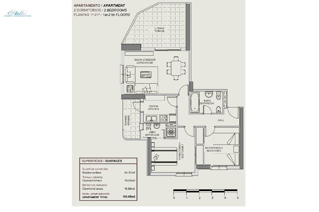 квартира in Calpe на продажу, жилая площадь 100 м², год постройки 2009, + KLIMA, aircondition, 2 спальни, 2 ванная, pool, ref.: BI-CA.A-025-14