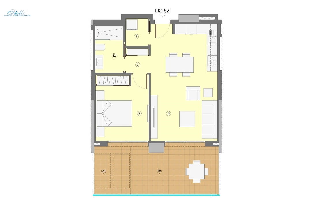 квартира на верхнем этаже in Benidorm на продажу, жилая площадь 69 м², состояние Совершенно Новый, aircondition, 1 спальни, 1 ванная, pool, ref.: HA-BEN-112-A01-10