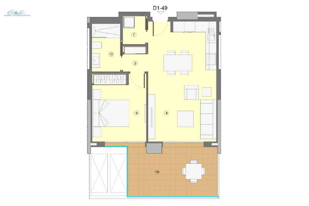 квартира на верхнем этаже in Benidorm на продажу, жилая площадь 69 м², состояние Совершенно Новый, aircondition, 1 спальни, 1 ванная, pool, ref.: HA-BEN-112-A01-9