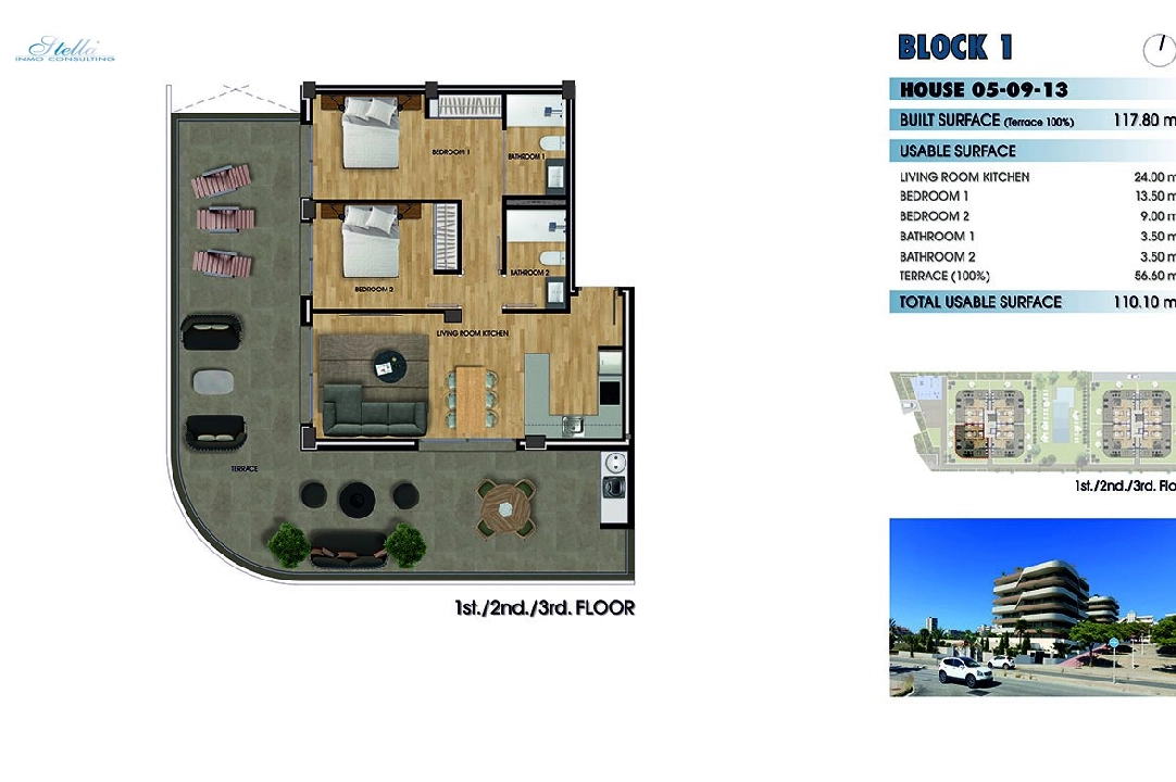 квартира на верхнем этаже in Los Arenales del Sol на продажу, жилая площадь 117 м², состояние Совершенно Новый, 2 спальни, 2 ванная, pool, ref.: HA-ADN-141-A01-30