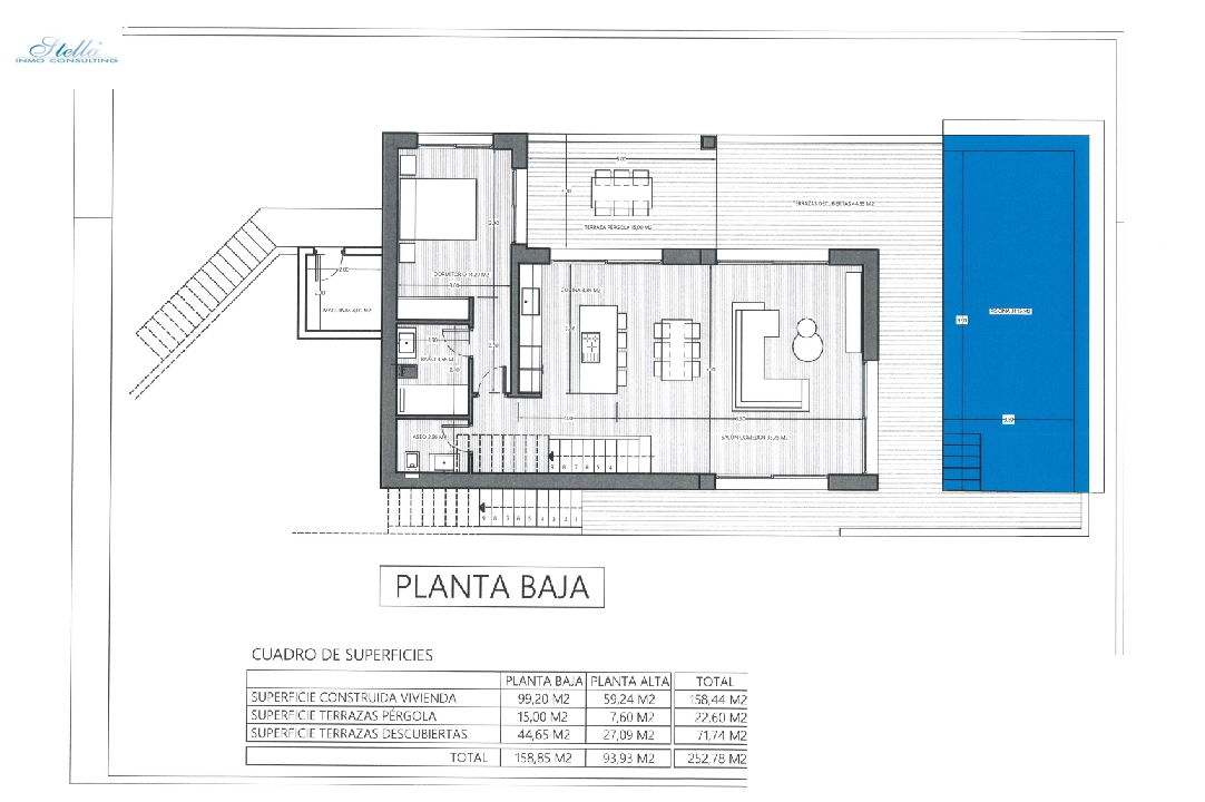 вилла in Pedreguer(Monte Solana I) на продажу, жилая площадь 252 м², год постройки 2025, aircondition, поверхности суши 608 м², 3 спальни, 2 ванная, pool, ref.: UM-UV-SERPIS-15