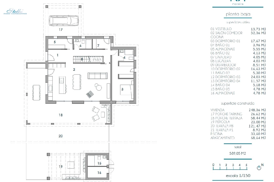 вилла in Moraira на продажу, жилая площадь 248 м², aircondition, поверхности суши 800 м², 4 спальни, 5 ванная, pool, ref.: BI-MT.H-795-11