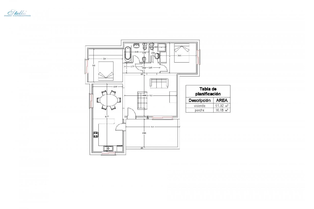 вилла in Pedreguer на продажу, жилая площадь 92 м², год постройки 2025, aircondition, поверхности суши 725 м², 2 спальни, 2 ванная, pool, ref.: AM-11102DA-4