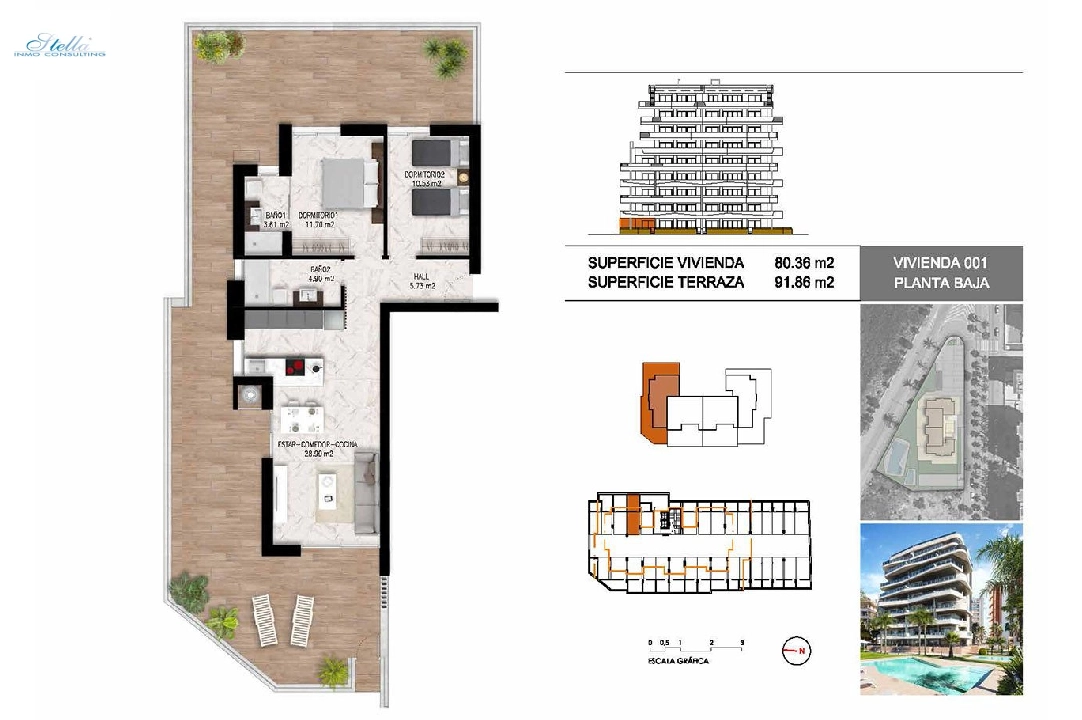 квартира на верхнем этаже in Guardamar del Segura на продажу, жилая площадь 102 м², состояние Совершенно Новый, 2 спальни, 2 ванная, pool, ref.: HA-GUN-411-A01-14