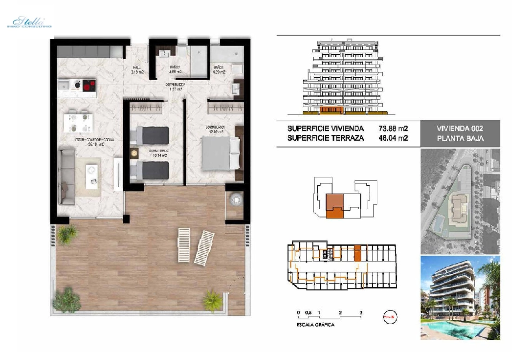 квартира на верхнем этаже in Guardamar del Segura на продажу, жилая площадь 102 м², состояние Совершенно Новый, 2 спальни, 2 ванная, pool, ref.: HA-GUN-411-A01-15