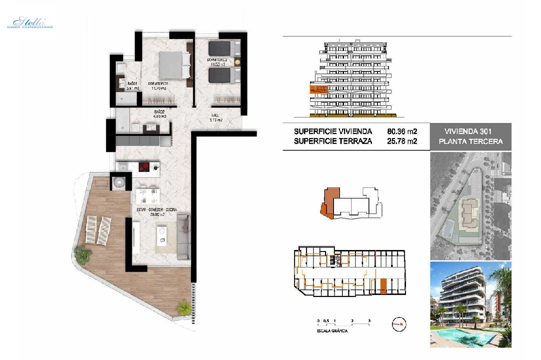 квартира на верхнем этаже in Guardamar del Segura на продажу, жилая площадь 102 м², состояние Совершенно Новый, 2 спальни, 2 ванная, pool, ref.: HA-GUN-411-A01-18