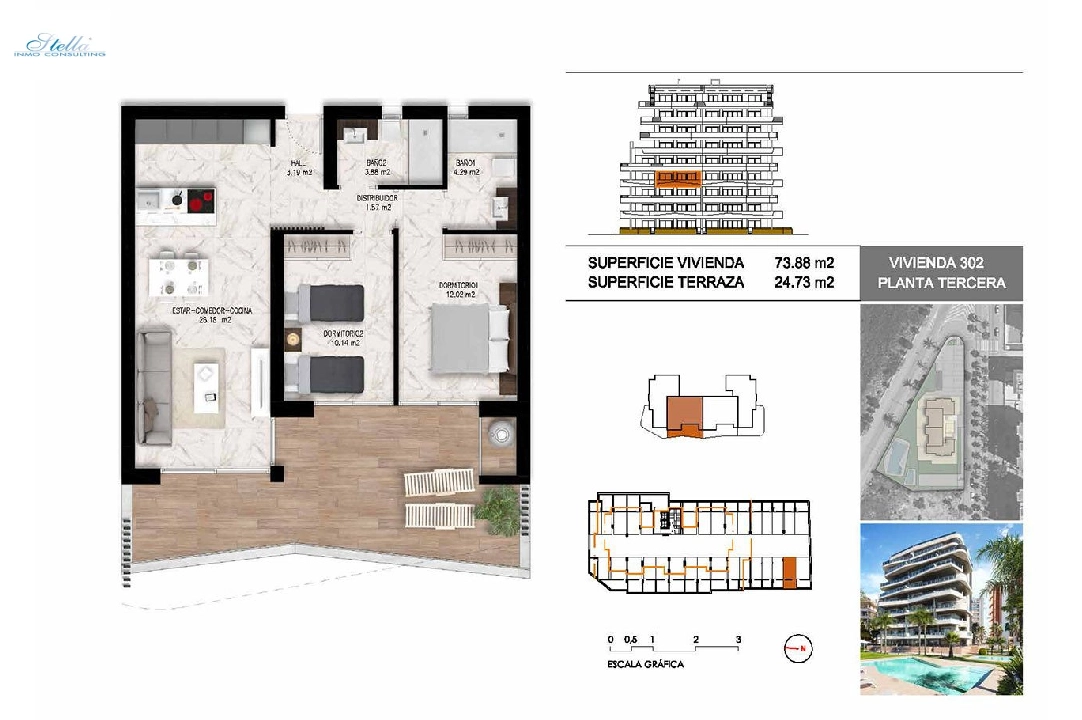 квартира на верхнем этаже in Guardamar del Segura на продажу, жилая площадь 102 м², состояние Совершенно Новый, 2 спальни, 2 ванная, pool, ref.: HA-GUN-411-A01-19