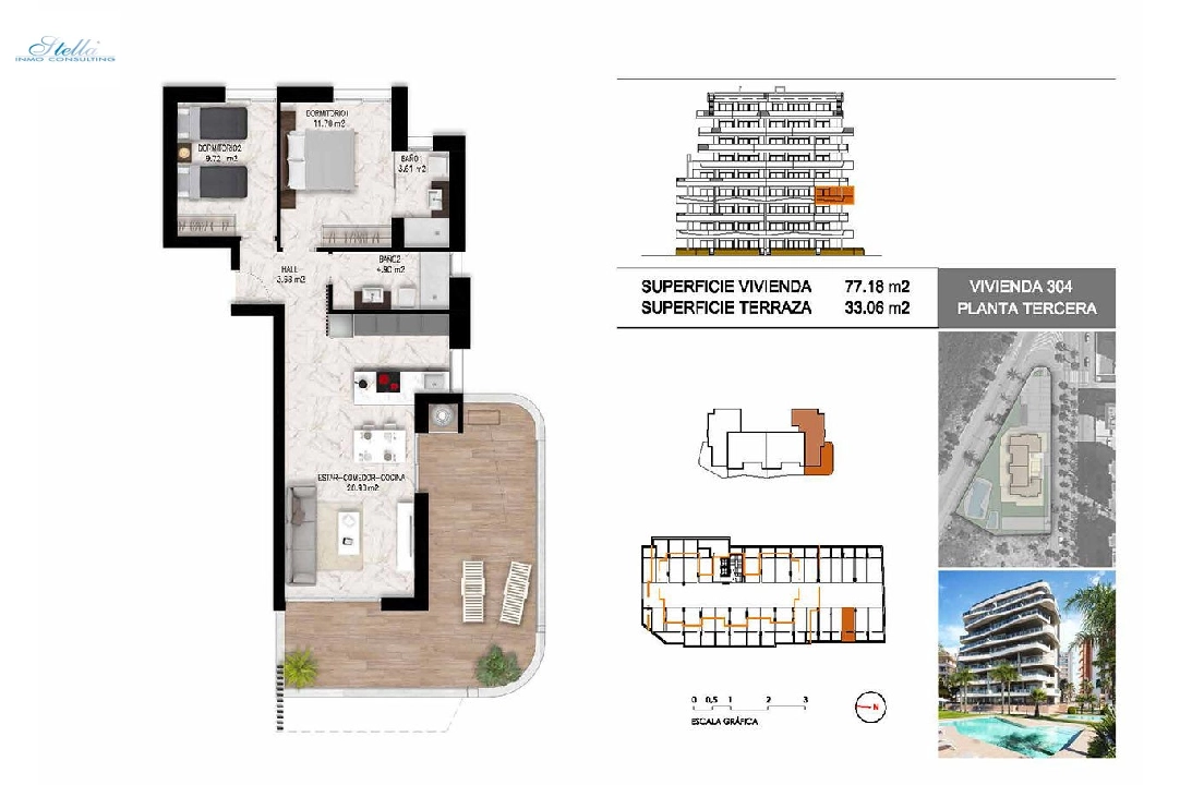 квартира на верхнем этаже in Guardamar del Segura на продажу, жилая площадь 102 м², состояние Совершенно Новый, 2 спальни, 2 ванная, pool, ref.: HA-GUN-411-A01-21